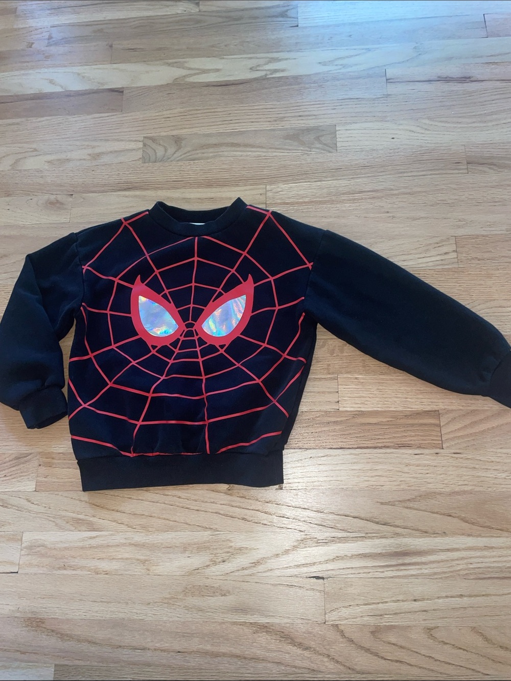 H&M Black Kids Marvel Spider Web Sweatshirt with Red Web Detail